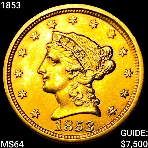 1853 $2.50 Gold Quarter Eagle CHOICE BU
