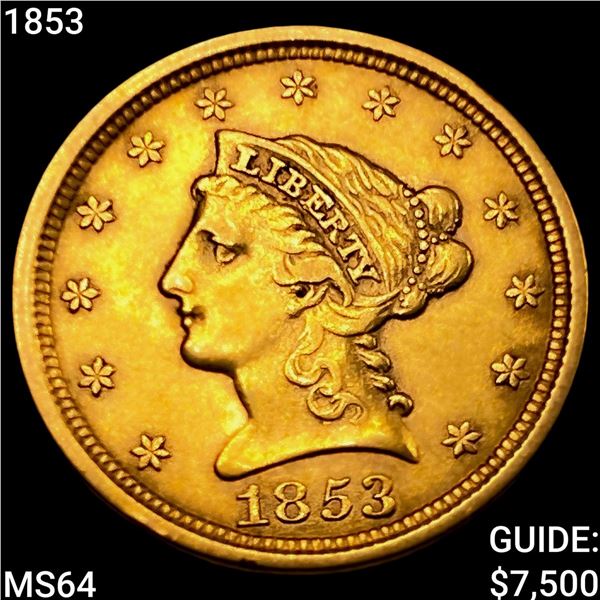 1853 $2.50 Gold Quarter Eagle CHOICE BU