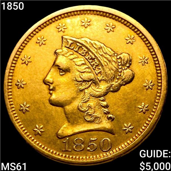 1850 $2.50 Gold Quarter Eagle UNCIRCULATED