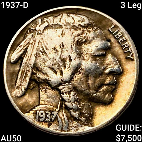 1937-D 3 Leg Buffalo Nickel CLOSELY UNCIRCULATED