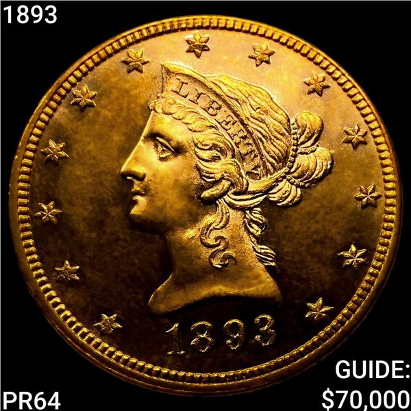 1893 $10 Gold Eagle GEM PROOF