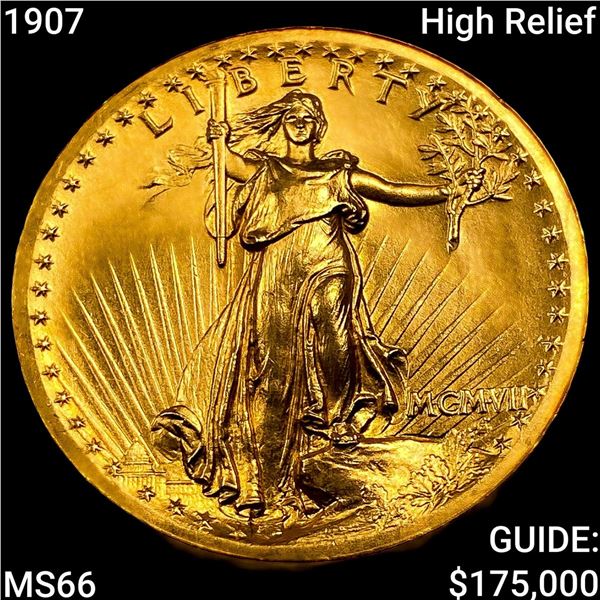 1907 High Relief $20 Gold Double Eagle GEM BU
