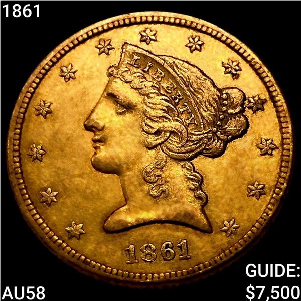 1861 $5 Gold Half Eagle CHOICE AU
