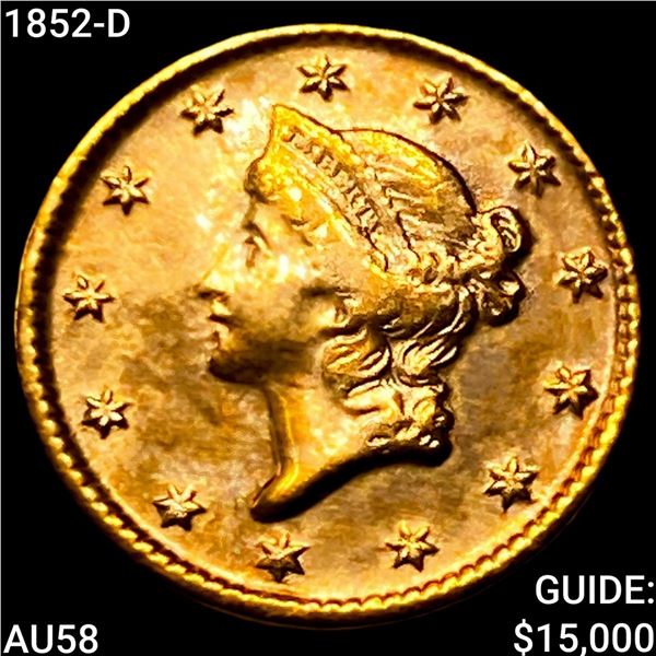 1852-D Rare Gold Dollar CHOICE AU