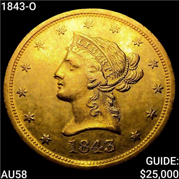 1843-O $10 Gold Eagle CHOICE AU