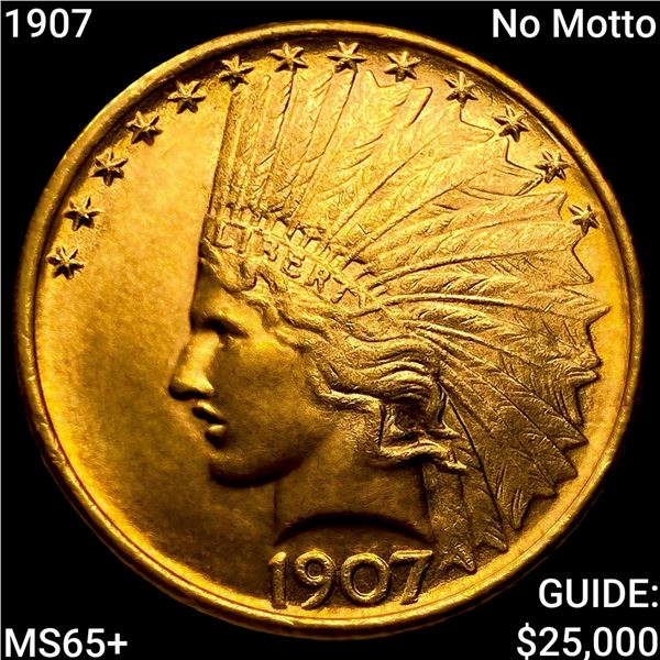 1907 No Motto $10 Gold Eagle GEM BU +