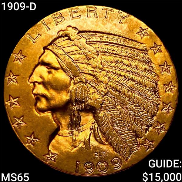 1909-D $5 Gold Half Eagle GEM BU