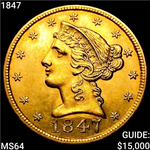 1847 $5 Gold Half Eagle CHOICE BU