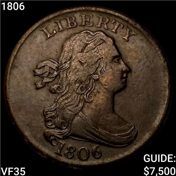 1806 Draped Bust Half Cent ABOUT UNCIRCULATED