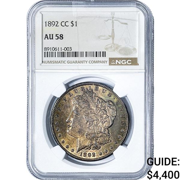 1892-CC Morgan Silver Dollar NGC AU58