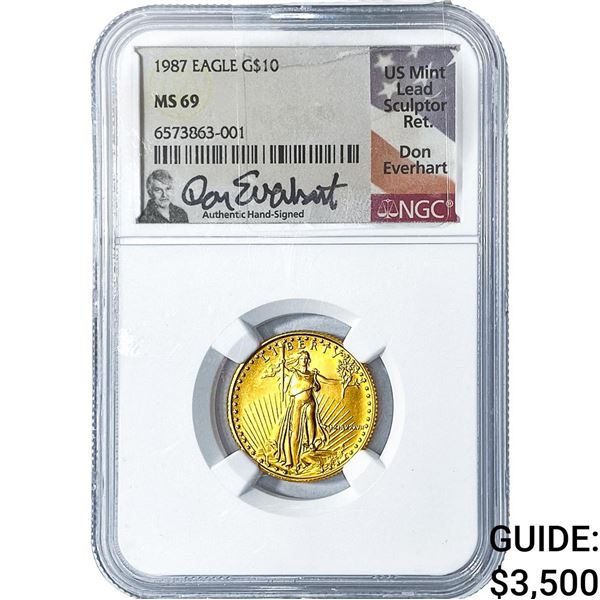 1987 $10 Gold American Eagle 1/4oz NGC MS69