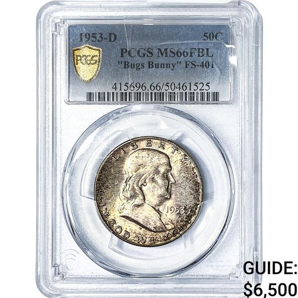 1953-D Franklin Half Dollar PCGS MS66 FBL "Bugs Bunny"