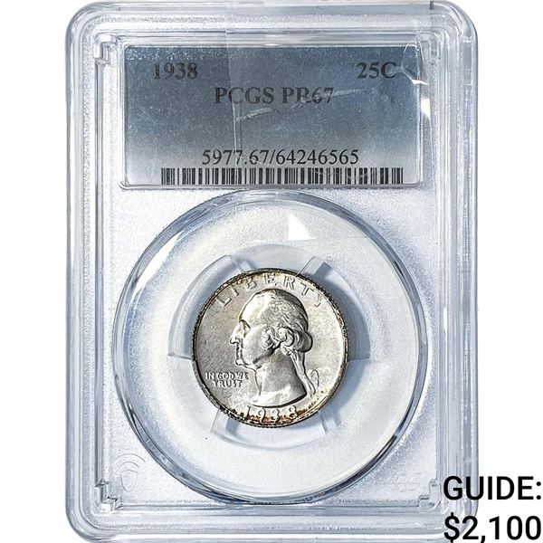 1938 Washington Silver Quarter PCGS PR67