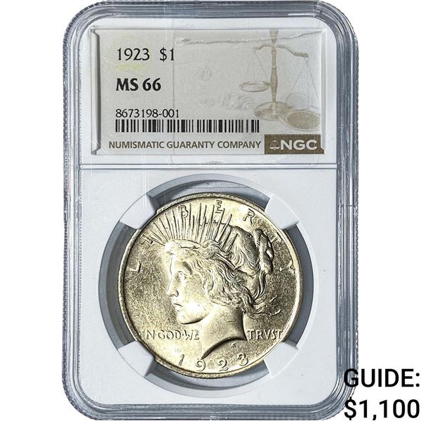 1923 Silver Peace Dollar NGC MS66