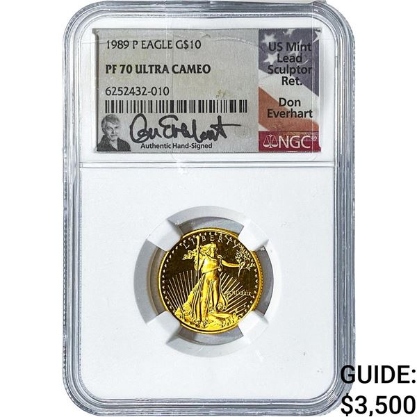 1989 $10 Gold American Eagle 1/4oz NGC PF70 Ultra Cameo