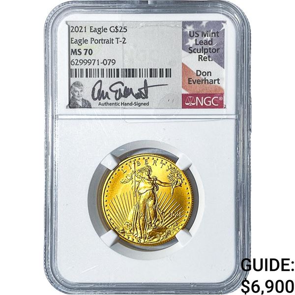 2021 $25 Gold American Eagle 1/2oz NGC MS70