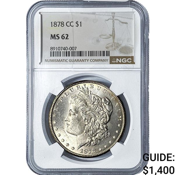 1878-CC Morgan Silver Dollar NGC MS62