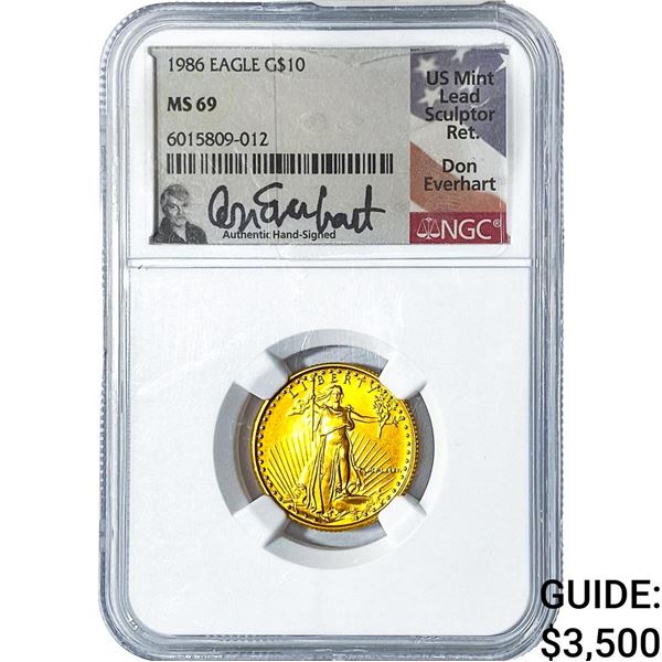 1986 $10 Gold America Eagle 1/4oz NGC MS69