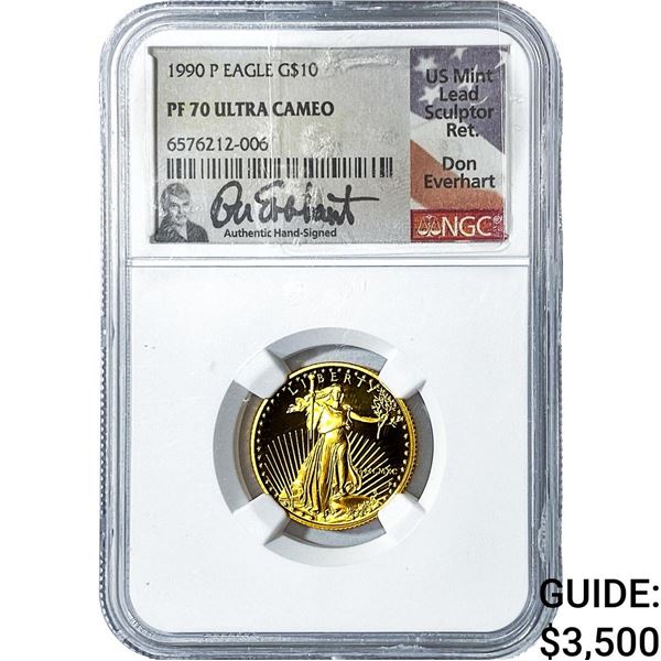 1990 $10 Gold American Eagle 1/4oz NGC PF70 Ultra Cameo