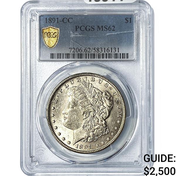 1891-CC Morgan Silver Dollar PCGS MS62