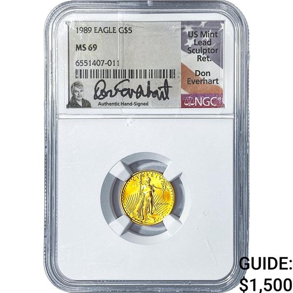 1989 $5 Gold American Eagle 1/10oz NGC MS69