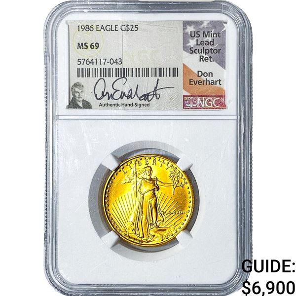 1986 $25 Gold American Eagle 1/2oz NGC MS69
