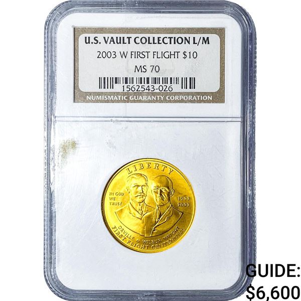 2003-W U.S. Vault Collection L/M First Flight $10 NGC MS70