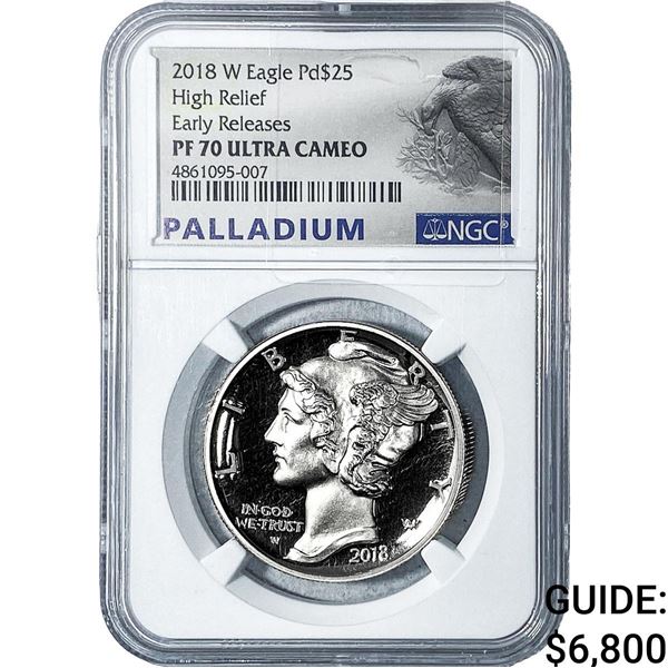 2018-W $25 Palladium American Eagle 1oz NGC PF70 Ultra Cameo