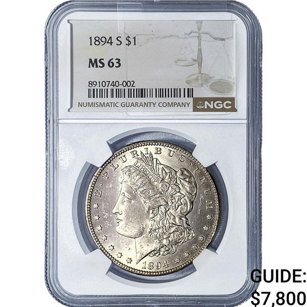 1894-S Morgan Silver Dollar NGC MS63