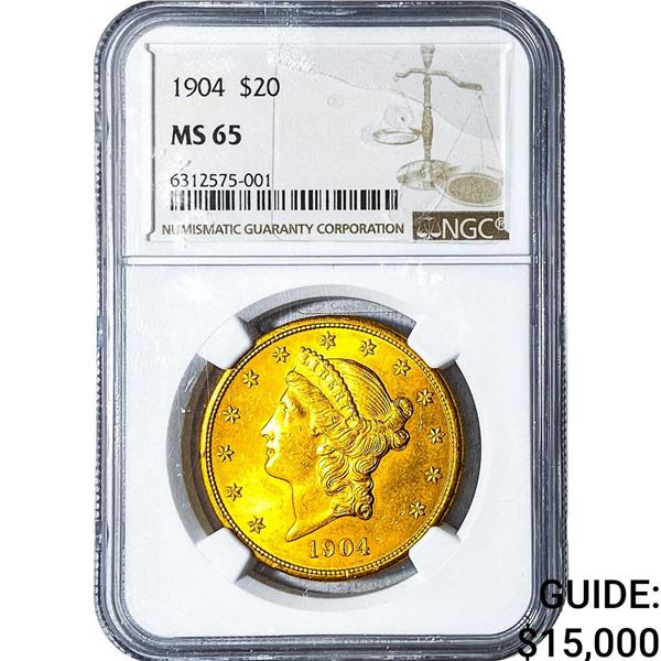 1904 $20 Gold Double Eagle NGC MS65