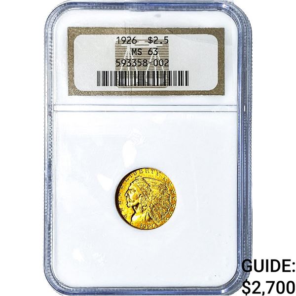 1926 $2.50 Gold Quarter Eagle NGC MS63