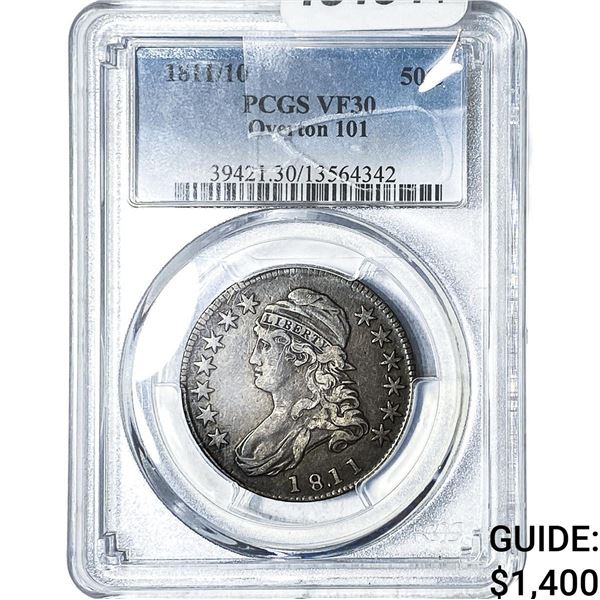 1810/11 Capped Bust Half Dollar PCGS VF30 O-101