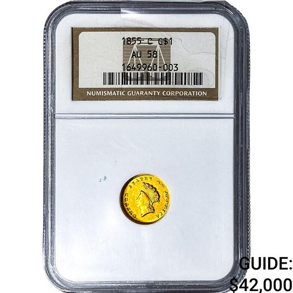 1855-C Rare Gold Dollar NGC AU58