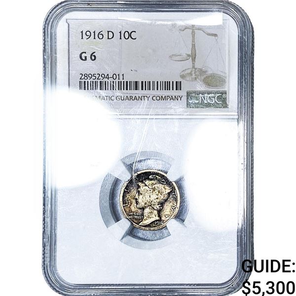 1916-S Mercury Silver Dime NGC G6