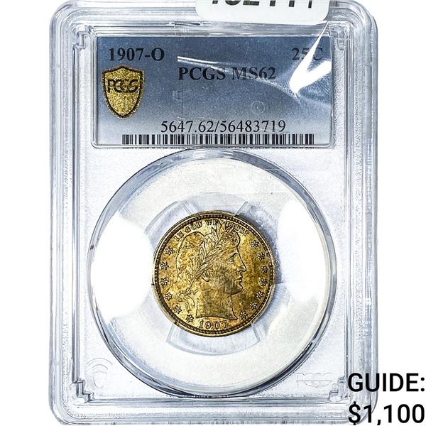 1907-O Barber Quarter PCGS MS62