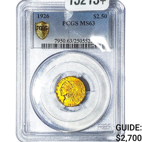 1926 $2.50 Gold Quarter Eagle PCGS MS63