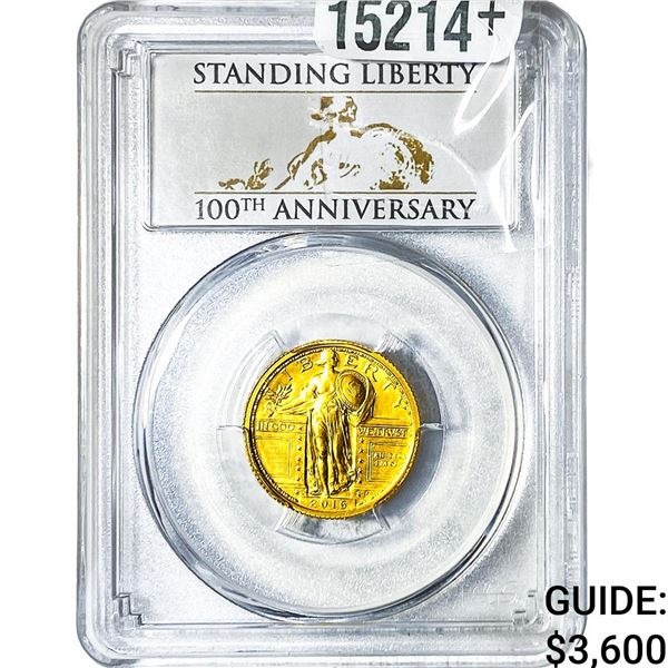 2016-W 1/4oz Gold Standing Libert 25C 100th Ann.