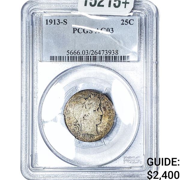 1913-S Barber Quarter PCGS AG03