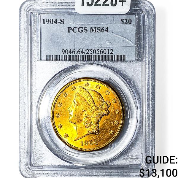 1904-S $20 Gold Double Eagle PCGS MS64