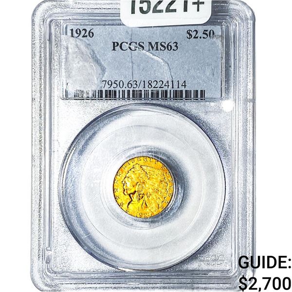 1926 $2.50 Gold Quarter Eagle PCGS MS63