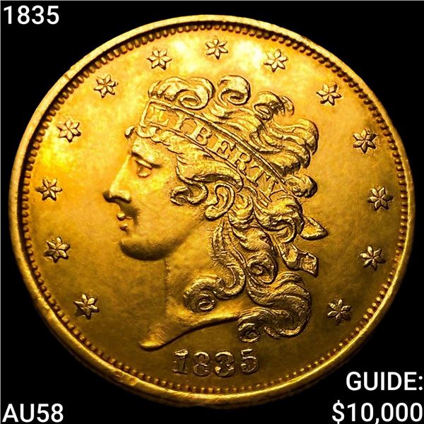 1835 $5 Gold Half Eagle CHOICE AU