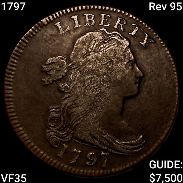 1797 Rev 95 Draped Bust Large Cent ABOUT UNCIRCULATED