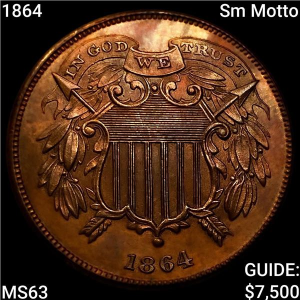 1864 Sm Motto Two Cent Piece CHOICE BU