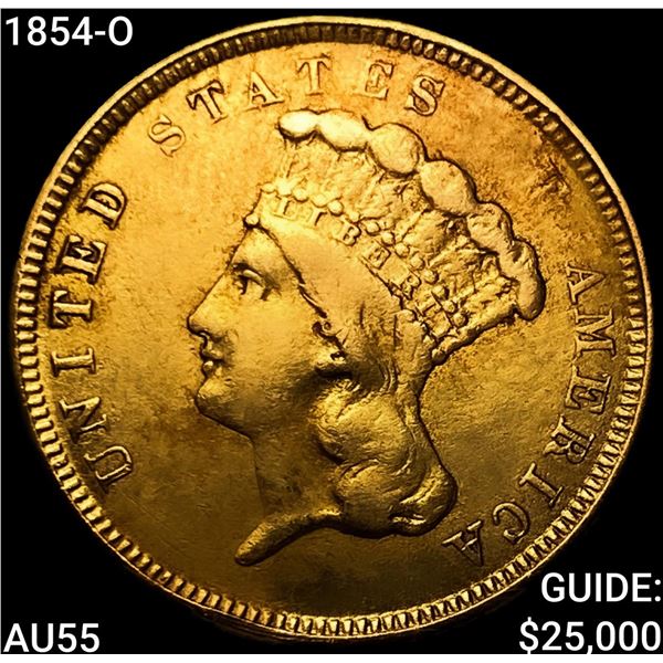 1854-O $3 Gold Piece HIGH GRADE