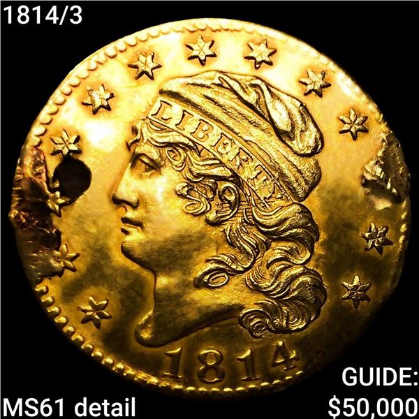1814/3 $5 Gold Half Eagle UNCIRCULATED