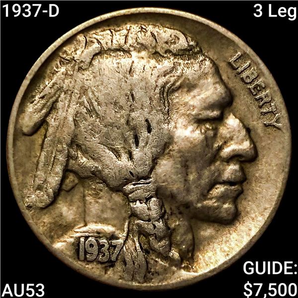 1937-D 3 Leg Buffalo Nickel CLOSELY UNCIRCULATED