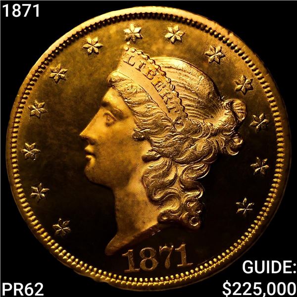 1871 $20 Gold Double Eagle CHOICE PROOF