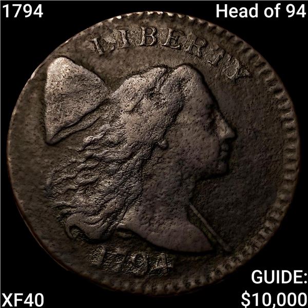 1794 Head of 94 Liberty Cap Large Cent NEARLY UNCIRCULATED