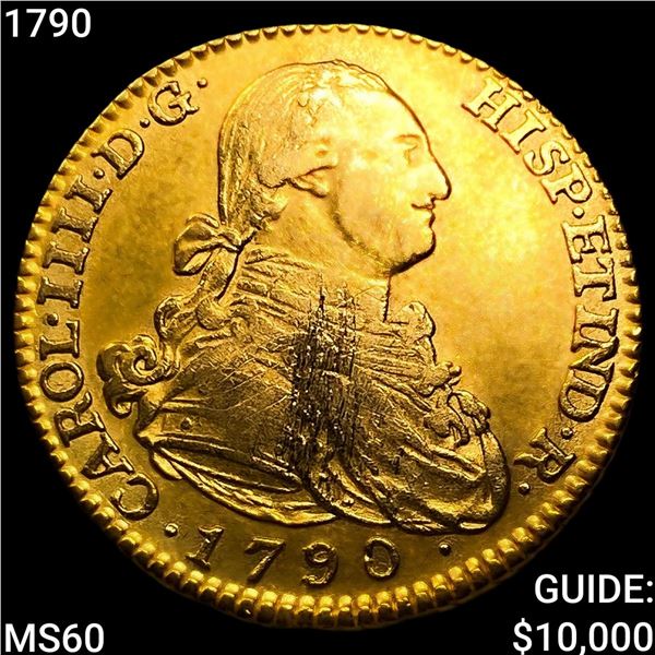 1790 Spain Gold 2 Escudos UNCIRCULATED