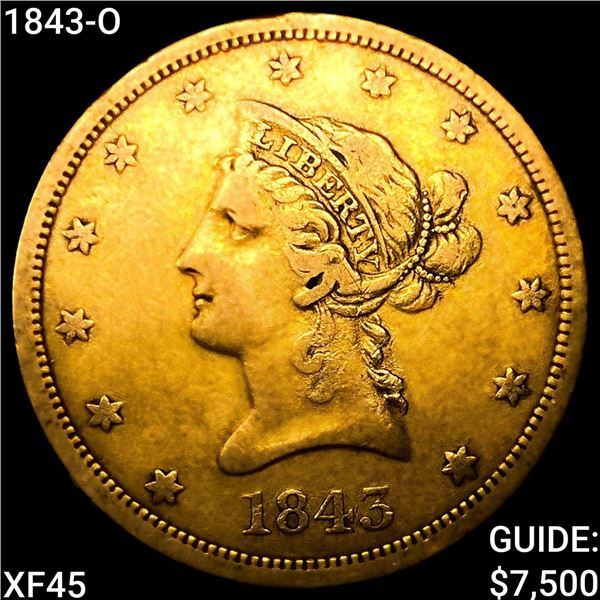 1843-O $10 Gold Eagle NEARLY UNCIRCULATED